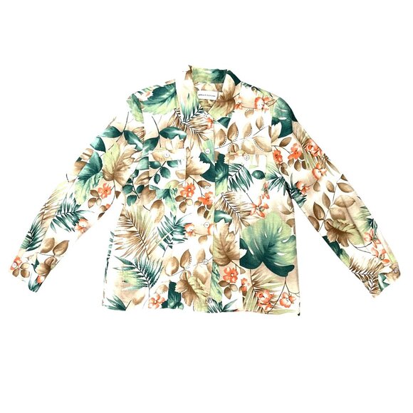 Alfred Dunner Size 12 Yellow Silk Blend Jacket Floral Trim Textured Lining - Picture 8 of 15